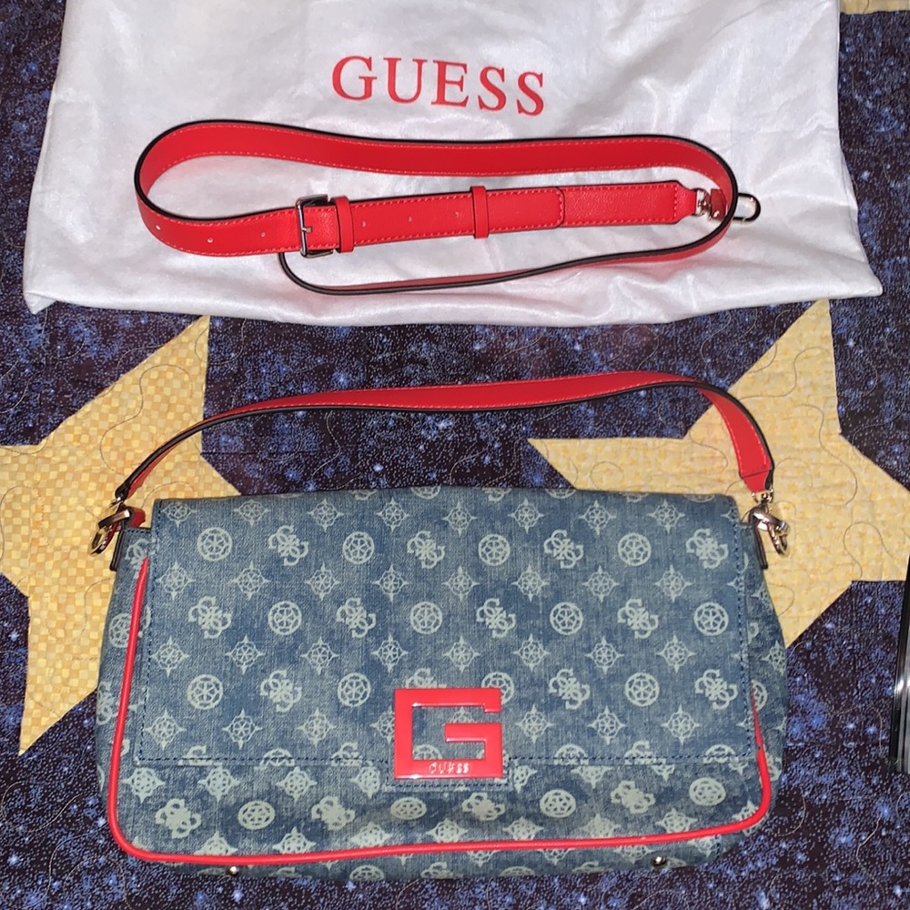 Guess bright side denim shoulder bag